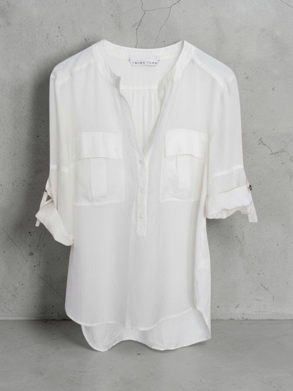 Trina Turk Jemison Collarless Henley Blouse